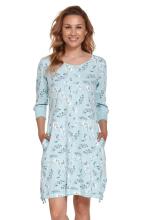 Doctornap Night Dress Art.TM.4129 Pool Blue Kokvilnas naktskrekliņš grūtniecēm/barošanai