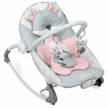 Momi Bouncer Luis Art.BULE00016 Pink  Stilīgs mazuļu šūpuļkrēsls ar mūziku un vibrāciju