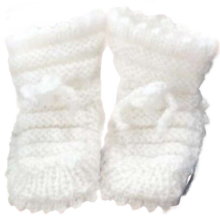 La Bebe™ Lambswool Hand Made Booties Art.137792 White Dabīgas vilnas adītas bērnu zeķītes/ zābaciņi