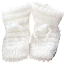 La Bebe™ Lambswool Hand Made Booties Art.137792 White Baby knitting booties