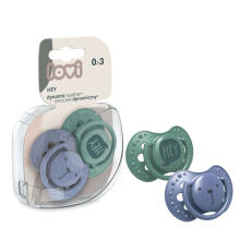 LOVI dinamiskais silikona knupītis HEY BOY, 0-3m, 2 gab, blue/green, 22/885boy