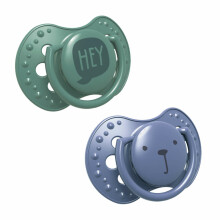 LOVI dinamiskais silikona knupītis HEY BOY, 0-3m, 2 gab, blue/green, 22/885boy