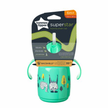 TOMMEE TIPPEE Art. 447830 Green Educational cup with straw, 7m+, 300ml