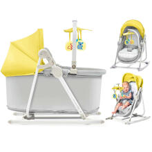 KinderKraft'21 Unimo Grey 5 in 1 Art.KBUNIMUPYEL0000 yellow Bērnu šūpuļkrēsliņš-gultiņa pieci vienā