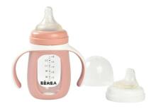 Beaba Training Bottle Art.913520 Pink Anti-koliku barošanas pudele ar rokturiem 210ml
