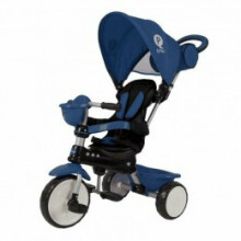 QPlay Comfort Eva Art.90728 Blue  Детский трехколесный велосипед c EVA колёсами, ручкой управления и крышей