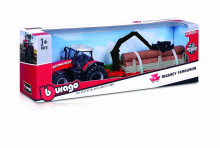 BBURAGO 10cm lauksaimniecības traktors Massey Ferguson ar piekabi, assort., 18-31850