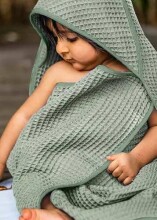 La Bebe™ NO Baby Towel  Art.141196 White Dvielis bērniem ar kapuci no vafeļauduma 75x75cm (100% kokvilna)