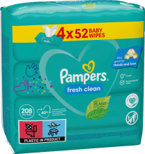 Pampers Sensitive Art.2T1954 Детские влажные салфетки,52x4шт