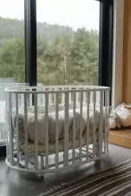 La Bebe™ Bed Kotto Olin 9 in 1 Art.141419 White   Apaļa koka daudzfunkcionāla gulta 9 vienā