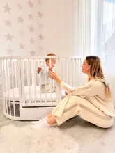 La Bebe™ Bed Kotto Olin 9 in 1 Art.141419 White   Apaļa koka daudzfunkcionāla gulta 9 vienā