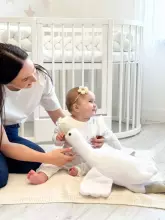 La Bebe™ Bed Kotto Olin 9 in 1 Art.141419 White   Apaļa koka daudzfunkcionāla gulta 9 vienā