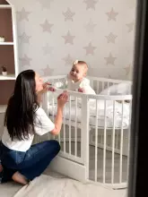 La Bebe™ Bed Kotto Olin 9 in 1 Art.141419 White   Apaļa koka daudzfunkcionāla gulta 9 vienā