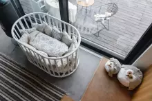 La Bebe™ Bed Kotto Olin 9 in 1 Art.141419 White   Apaļa koka daudzfunkcionāla gulta 9 vienā