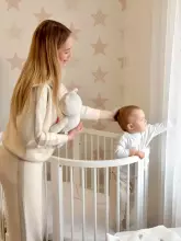 La Bebe™ Bed Kotto Olin 9 in 1 Art.141419 White   Apaļa koka daudzfunkcionāla gulta 9 vienā
