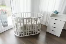 La Bebe™ Bed Kotto Olin 9 in 1 Art.141419 White   Apaļa koka daudzfunkcionāla gulta 9 vienā