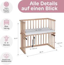 Babybay Mini Cot Art.142058 Wooden baby cradle