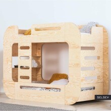 Adeko Furniture Mundo Art.142090  Bērnu gulta mājas formā no dabīgas priedes  140x70cm
