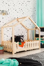 Adeko Furniture Selo B Art.SeloB-70160 White Bērnu gulta mājas formā no dabīgas priedes  160x70cm