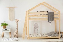 Adeko Furniture Mila DMBP Art. DMBP-80140  Divstavīga bērnu gulta mājas formā no dabīgas priedes  140x80cm