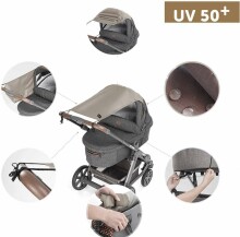 La bebe™ Visor Art.142598 Violet Universālais saules sargs (aizsargs) bērnu ratiem un autokrēsliem +DĀVANĀ funkcionālā somiņa no ūdens atgrūdošā auduma