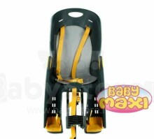 Baby Maxi Safe Seat Basic 816 pelēks & dzeltens velosipēda sēdeklītis uz rāmja un bagažnieka