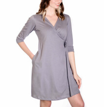La Bebe™ Nursing Cotton Dress Donna Art.142855 Gray Невероятно комфортное платье/халатик для будущих и кормящих