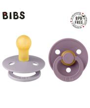 Bibs Colour Art.142977 Fossil Grey / Mauve Apaļš māneklītis(knupītis) no 100% naturāla (dabas) kaučuka no 0-6 mēn. (2 gb.)