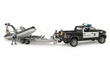 BRUDER RAM 2500 Policeman Dodge Ram with figure +trailer+boat