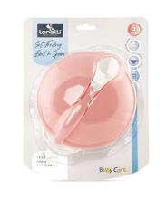 Lorelli Bowl Art.10230400005 Blush Pink Bļoda ar vāku un karoti ar piesūkni