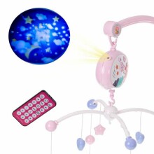 Baby Projection Night Light Art.KX5152 Rožinė muzikinė karuselė su projektoriumi ir nuotolinio valdymo pultu