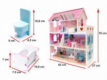 Ikonka  Dollhouse Art.KX6484 Деревянный кукольный домик с мебелью