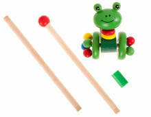 Ikonka Walking Toy Frog Art.KX7450  Деревянная красочная игрушка-толкалка Лягушка