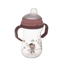 CANPOL BABIES krūzīte ar silikona snīpi, FirstCup BONJOUR PARIS, 250ml, rozā, 56/613_pin