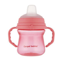 CANPOL BABIES krūzīte ar silikona snīpi, FirstCup, 150ml, rozā, 56/614_pin