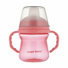 CANPOL BABIES krūzīte ar silikona snīpi, FirstCup, 150ml, rozā, 56/614_pin