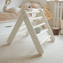 MeowBaby®  Wooden Pikler Art.146287 White koka Pikler kāpšanas trīsstūris bērniem Montessori