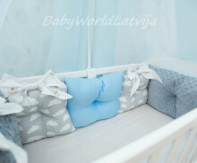 Baby World pilkos spalvos medvilniniai apvadai lovelei 170 cm