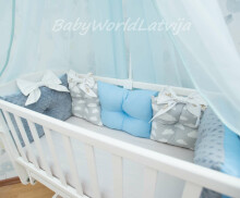 Baby World pilkos spalvos medvilniniai apvadai lovelei 170 cm