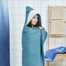 BLAVINGAD Art.905.284.41  hooded towel, 70x140 cm, shark shape/blue-gray color