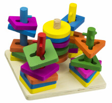 Ikonka Art.KX7550 Wooden sorter dexterity puzzle 5 towers