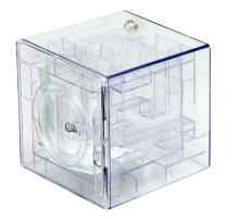 Ikonka Art.KX7765 Moneybox labyrinth puzzle transparent 10cm