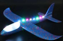 Ikonka Art.KX7956_1 Blue Lidmašīna planieris no putuplasta 8LED MIX 48x47cm
