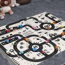 Ikonka Art.KX7978 Play mat city street + road signs waterproof cream 130x100cm