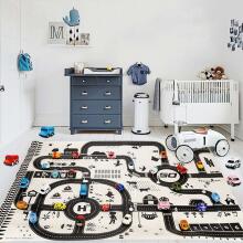 Ikonka Art.KX7978 Play mat city street + road signs waterproof cream 130x100cm