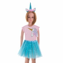 Ikonka Art.KX7209 Unicorn carnival costume headband + skirt blue 3-6 years old