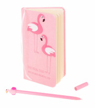 Ikonka Art.KX7424 Blociņš ar pildspalvu flamingo dāvanu komplekts