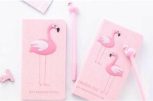 Ikonka Art.KX7424 Notebook with pen flamingo gift set