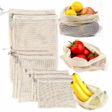 Ikonka Art.KX4879_4 Daugkartinio naudojimo ekologiškas tinklinis maišelis daržovėms, vaisiams, džiovintiems grybams 25x17cm