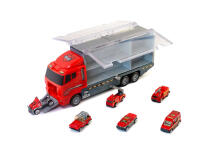 Ikonka Art.KX6681_1 Transporter truck TIR launcher + metal cars fire brigade